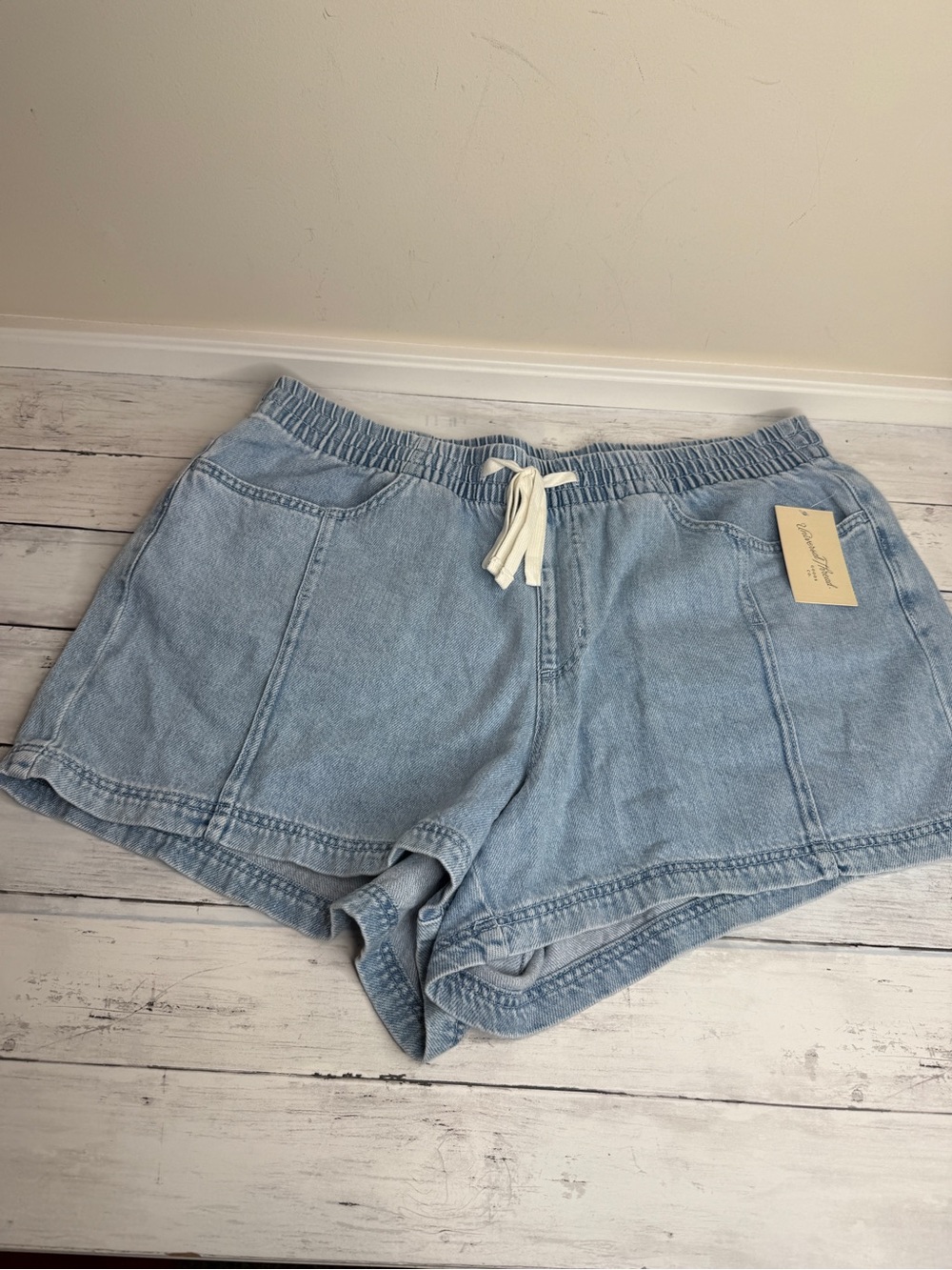 Universal Thread Light Blue Pull-On Jean Shorts with Drawstring